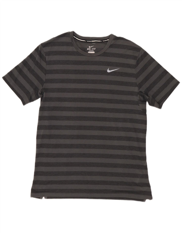 T-shirt męski Nike Dri Fit, poliester w średnie szare paski