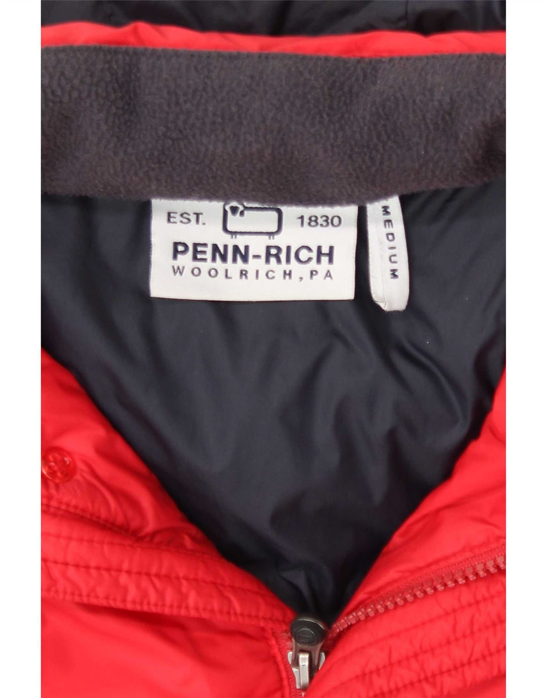 Męska wyściełana kurtka z kapturem Penn-Rich Woolrich UK 38 Średni czerwony nylon