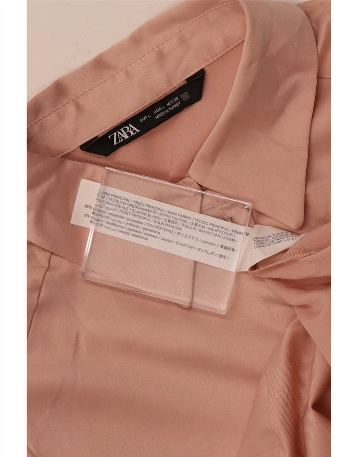 Damskie body koszulowe Zara UK 14, duże, różowe, poliestrowe
