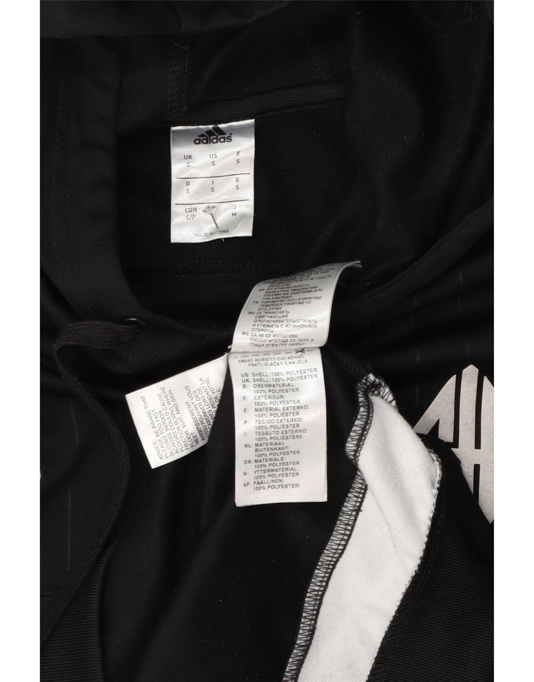 Męska bluza z kapturem Adidas z grafiką, mała, czarna, z blokami kolorów, z poliestru