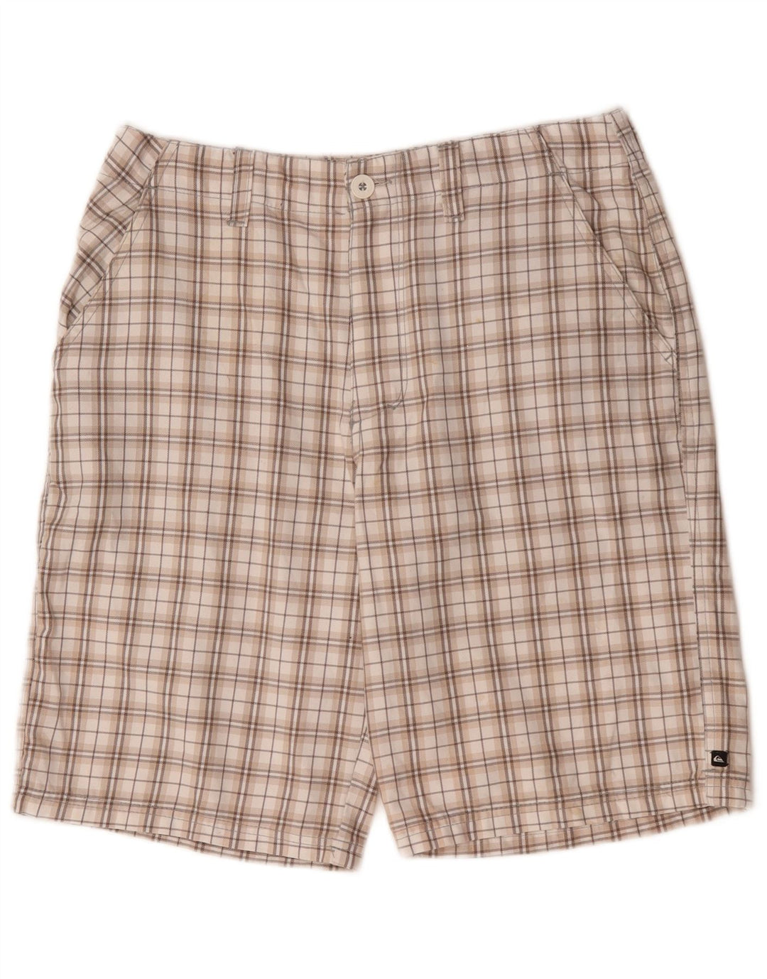 Męskie spodenki chino Quiksilver z grafiką, średnie W32, beżowy poliester w kratkę