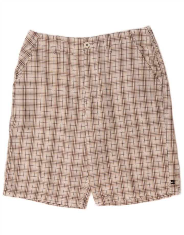 Męskie spodenki chino Quiksilver z grafiką, średnie W32, beżowy poliester w kratkę