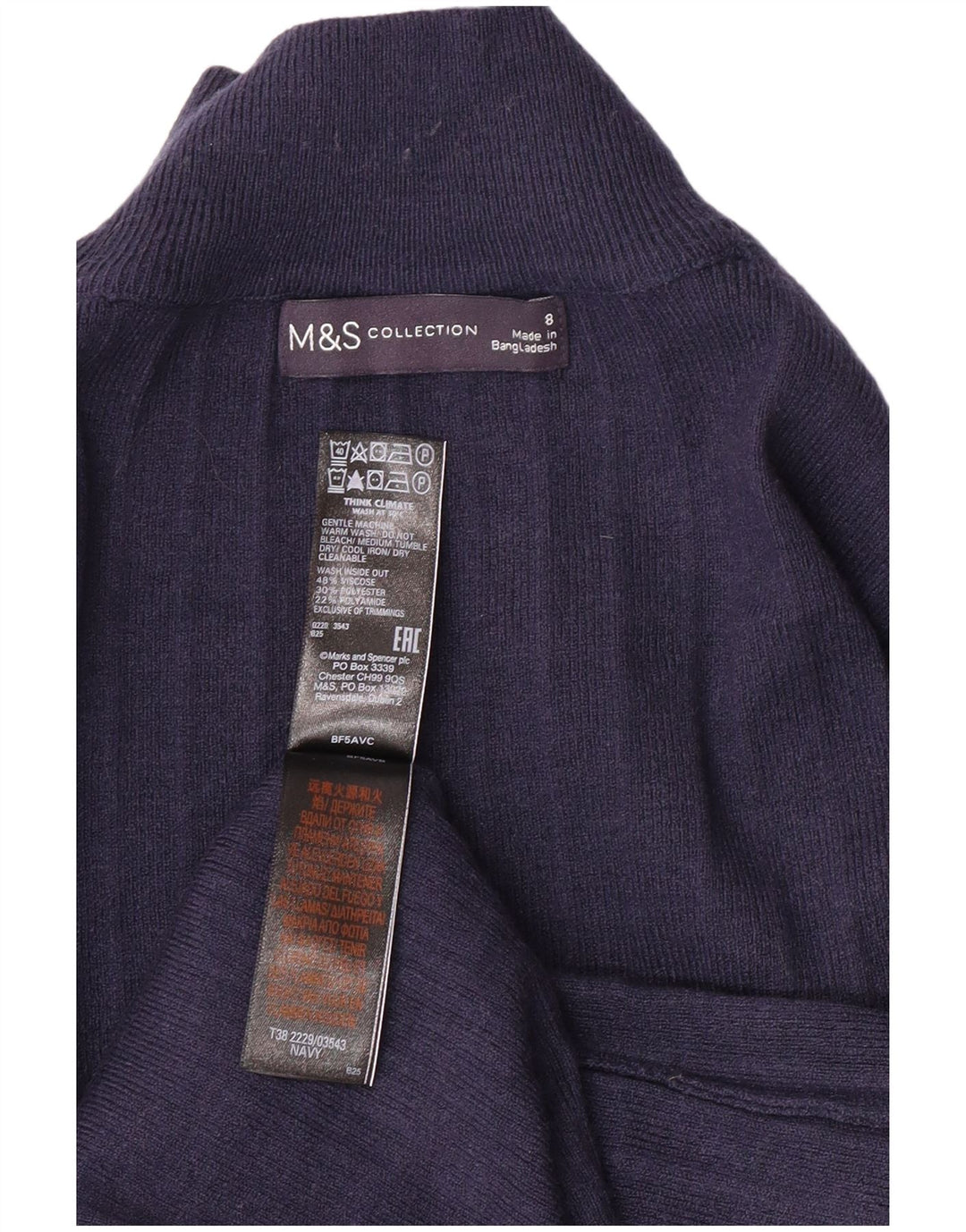 MARKS & SPENCER Damski sweter z golfem UK 8, mały, granatowy