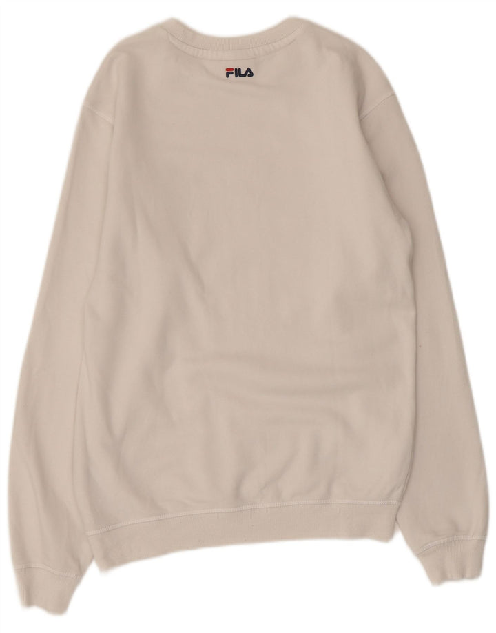Męska bluza z grafiką FILA, sweter XS, biała bawełna