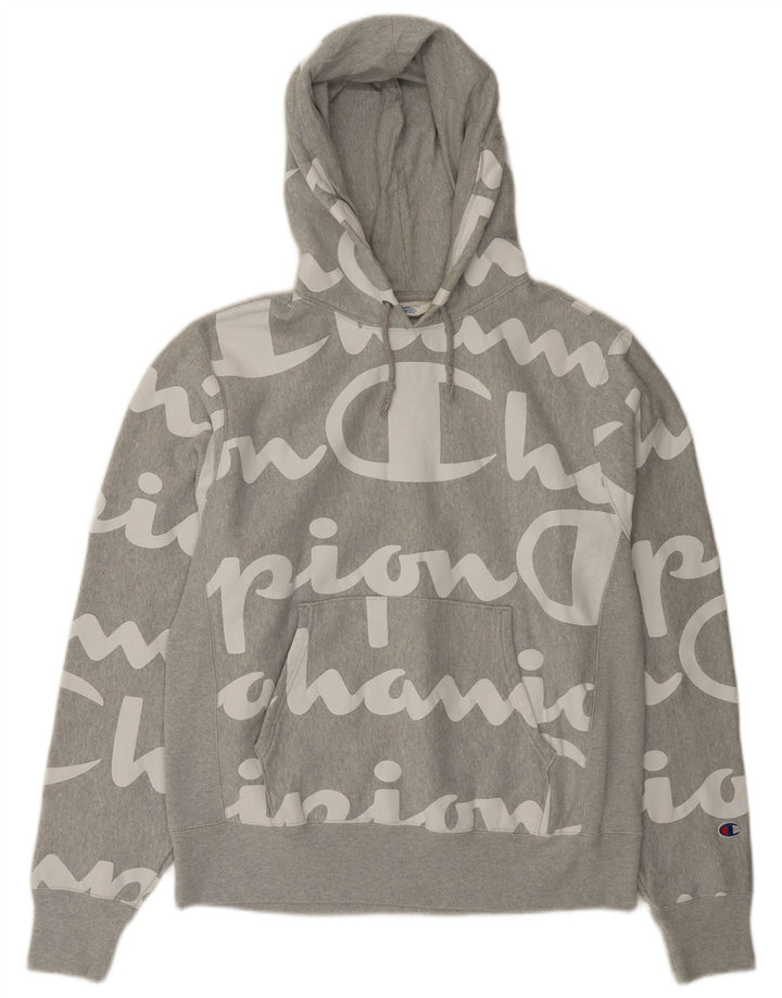 Męski sweter z kapturem Champion Graphic, średnioszary, bawełniany