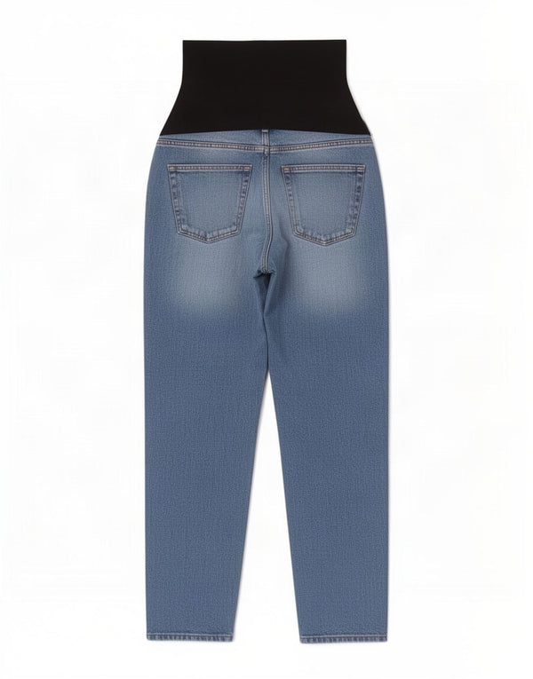 Damskie jeansy ciążowe Topshop w trudnej sytuacji, zwężane W28 L27, niebieska bawełna