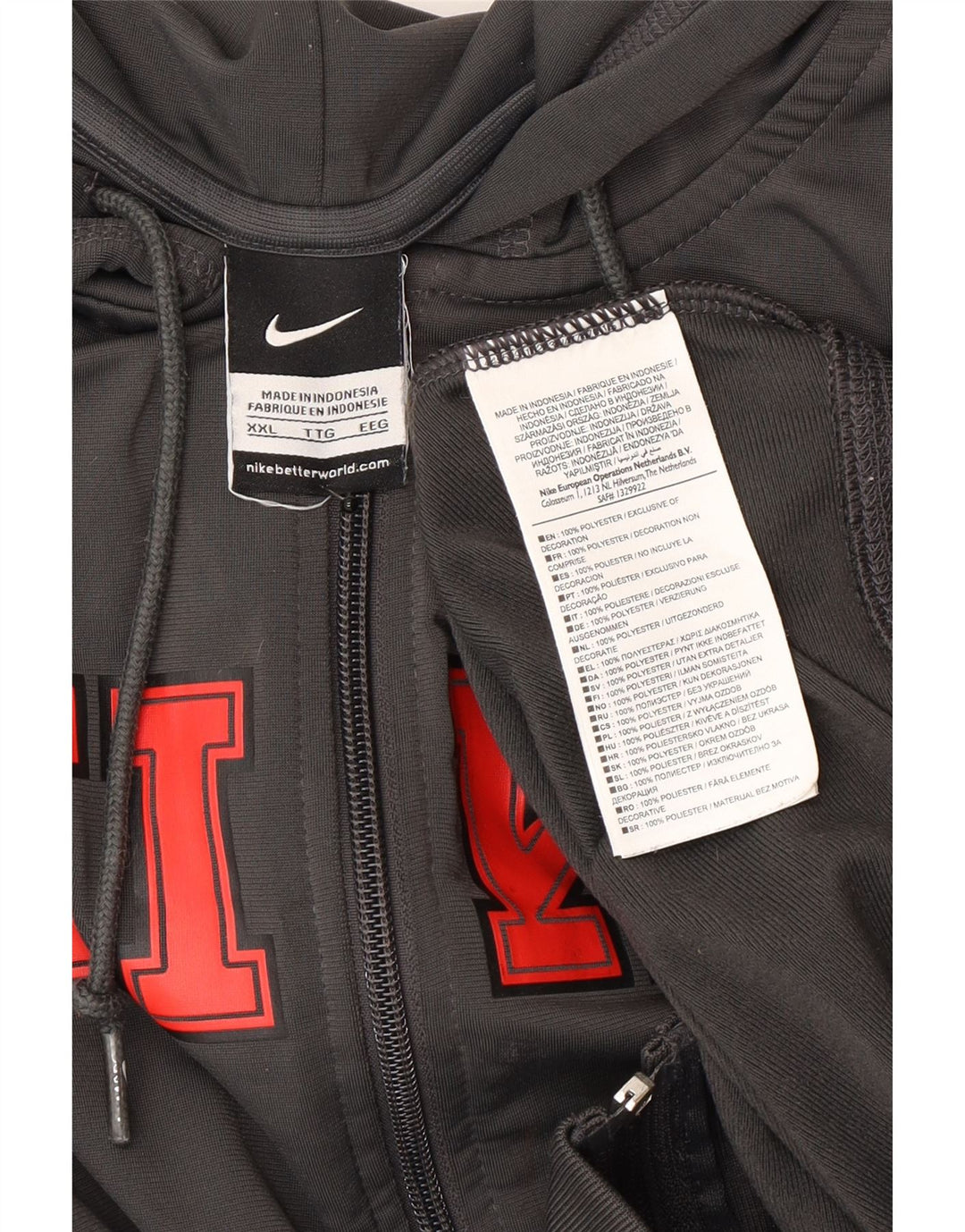 Męski sweter z kapturem i zamkiem błyskawicznym Nike, 2XL, szary poliester