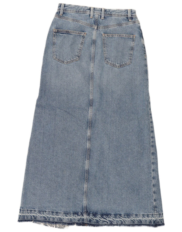 Zara Womens Maxi Distressed Denim Skirt XS W24  Blue