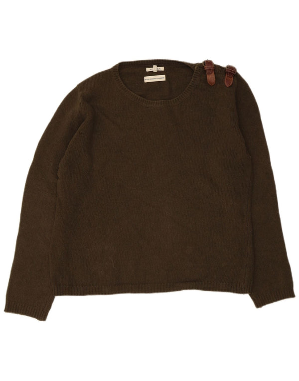 Damski sweter Massimo Dutti z dekoltem w łódkę, UK 16, duża wełna khaki