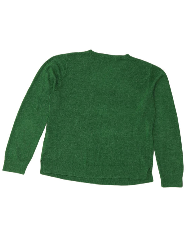 Marks & Spencer Damski sweter z dekoltem w łódkę UK 16, duży, zielony, akrylowy