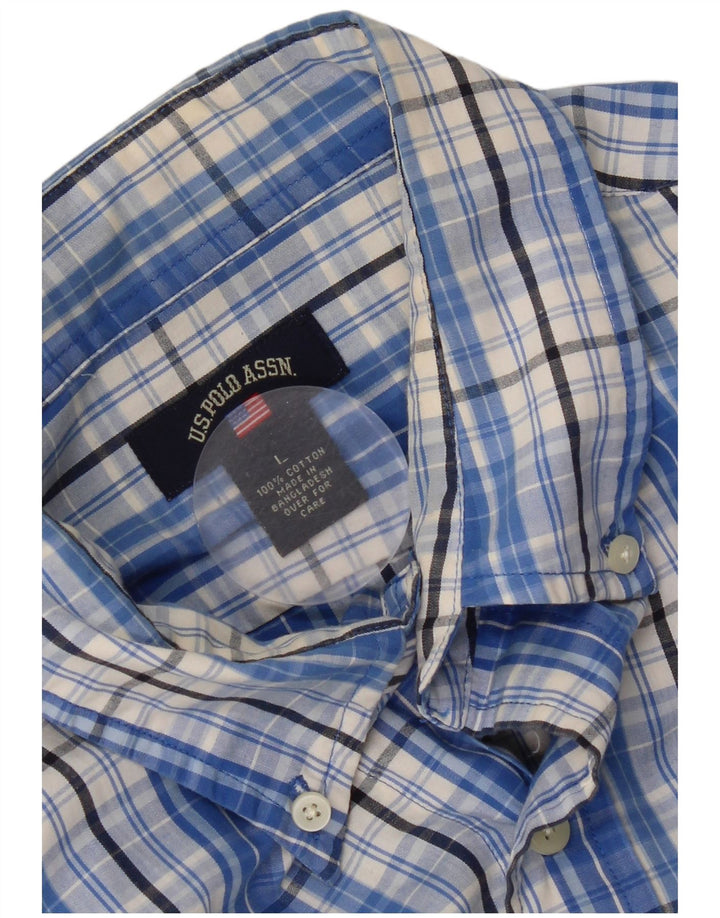 US Polo Assn. Koszula męska w dużą niebieską kratkę, bawełniana