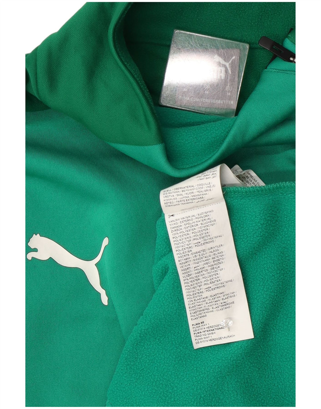 Męski sweter Puma z zamkiem błyskawicznym i średnim zielonym poliestrowym blokiem kolorów