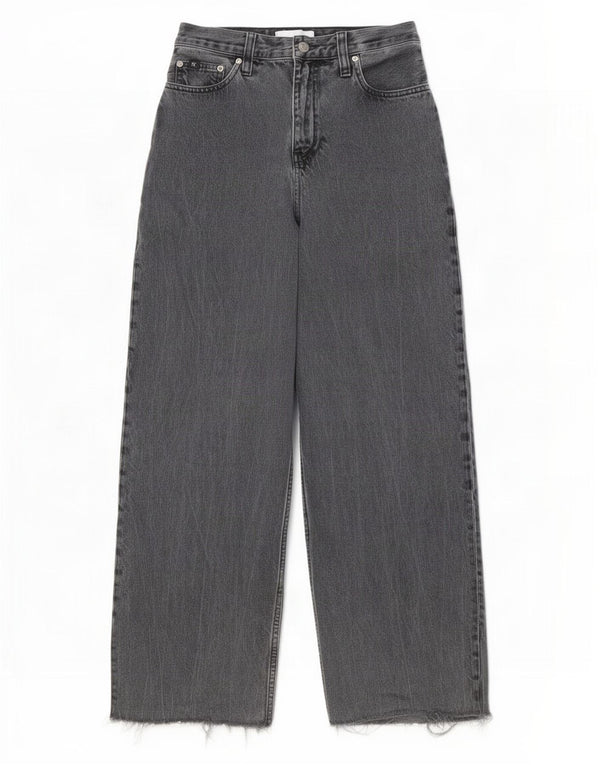Damskie jeansy Calvin Klein z wysokim stanem i szeroką nogawką W27 L30 Szara bawełna