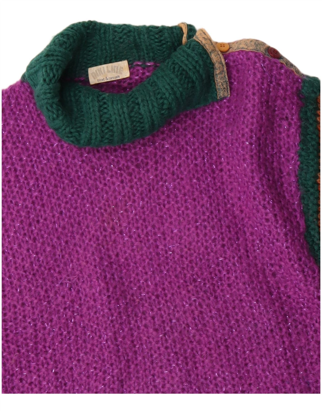 Sweter damski w stylu vintage z wywijanym dekoltem UK 12 w kolorze średniego różu