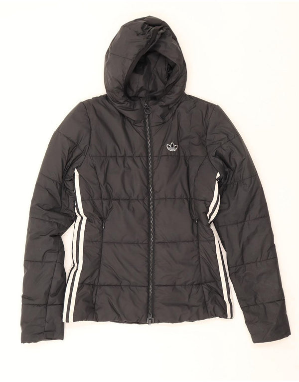 Damska wyściełana kurtka z kapturem Adidas UK 6 XS Czarny poliester