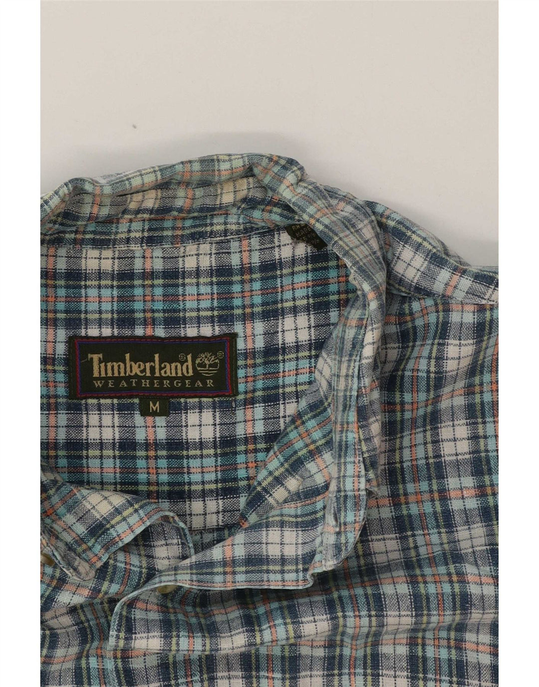 Męska koszula z krótkim rękawem Timberland, lniana w średnią niebieską kratkę