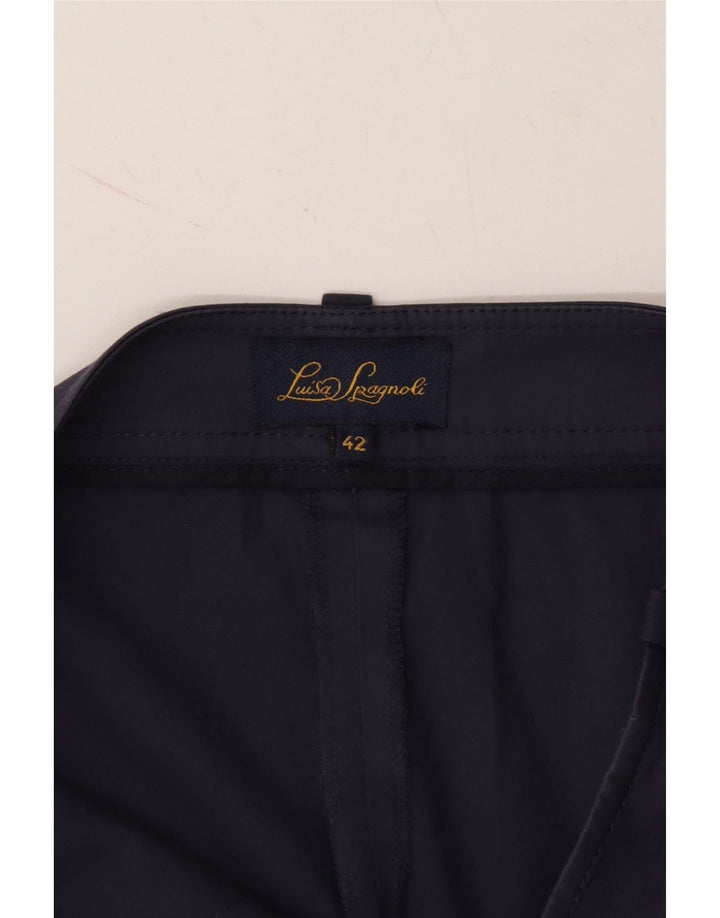 LUISA SPAGNOLI Womens Cropped Trousers IT 42 Medium W30 L24 Navy Blue Vintage Luisa Spagnoli and Second-Hand Luisa Spagnoli from Messina Hembry 