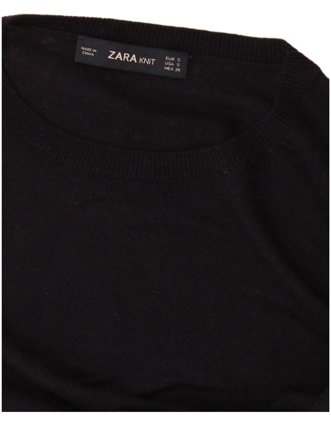 Sweter damski Zara z okrągłym dekoltem UK 10, mały, czarny