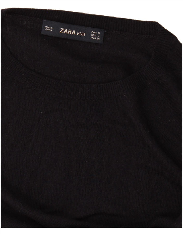 Sweter damski Zara z okrągłym dekoltem UK 10, mały, czarny