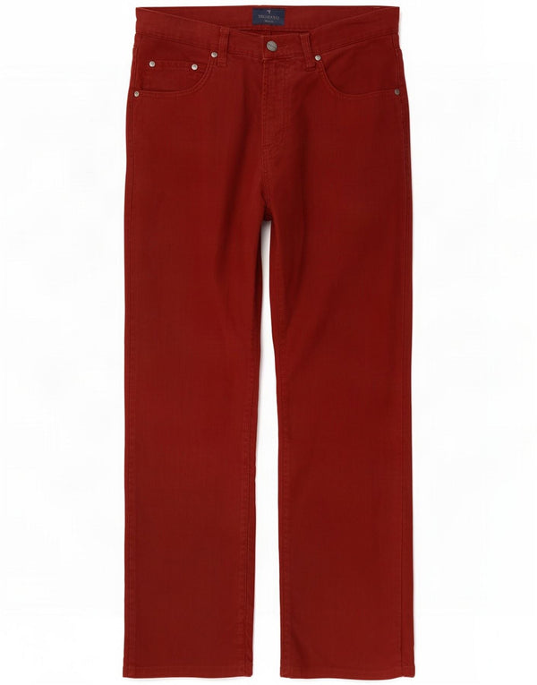 Trussardi Mens Straight Corduroy Trousers W30 L29 Red Cotton