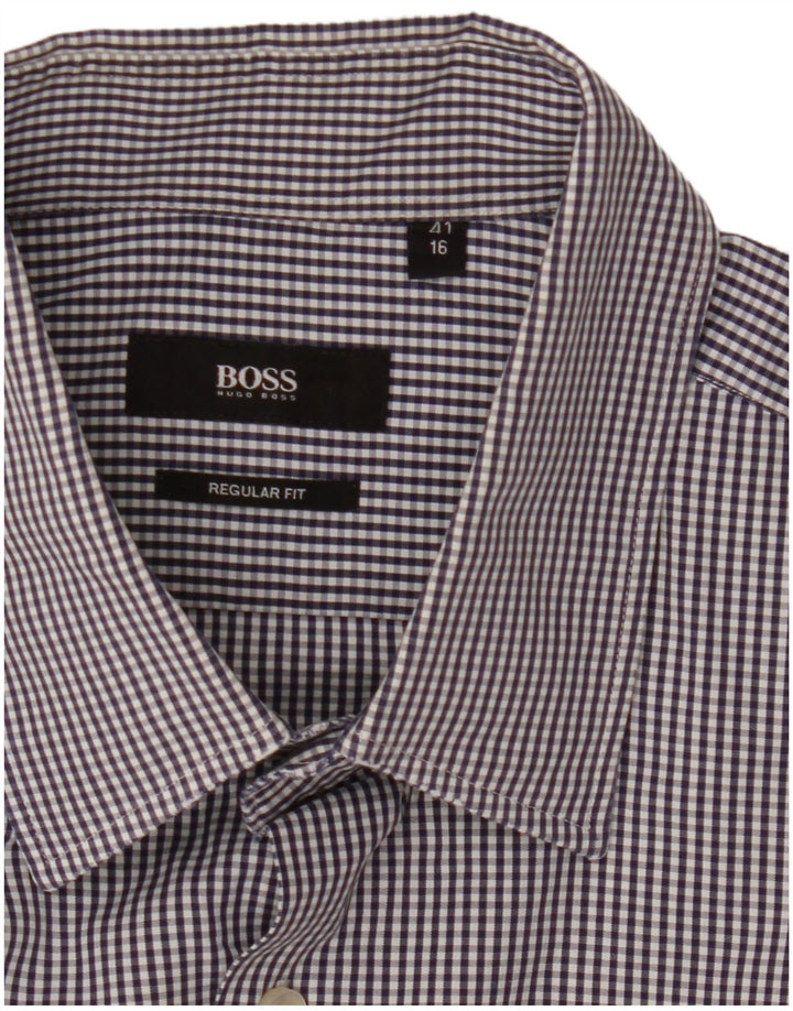 Koszula męska Hugo Boss o regularnym kroju, rozmiar 41 16, duża niebieska kratka