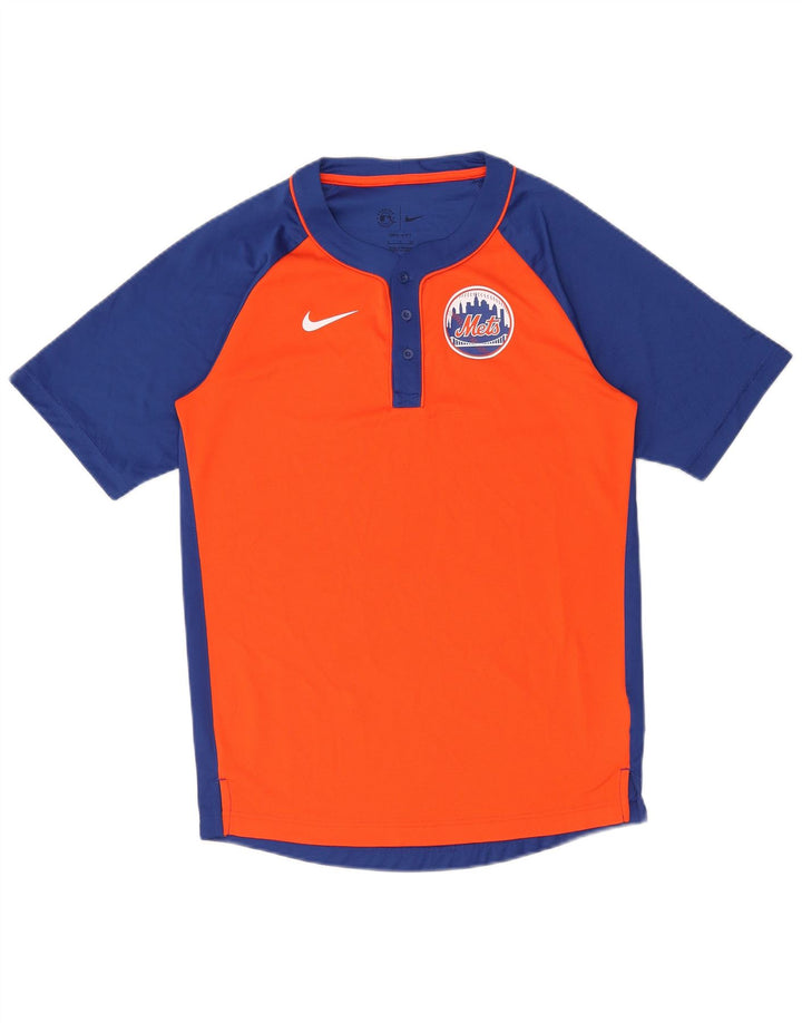 Męski T-shirt Nike New York Mets, mały, pomarańczowy, poliestrowy blok kolorów