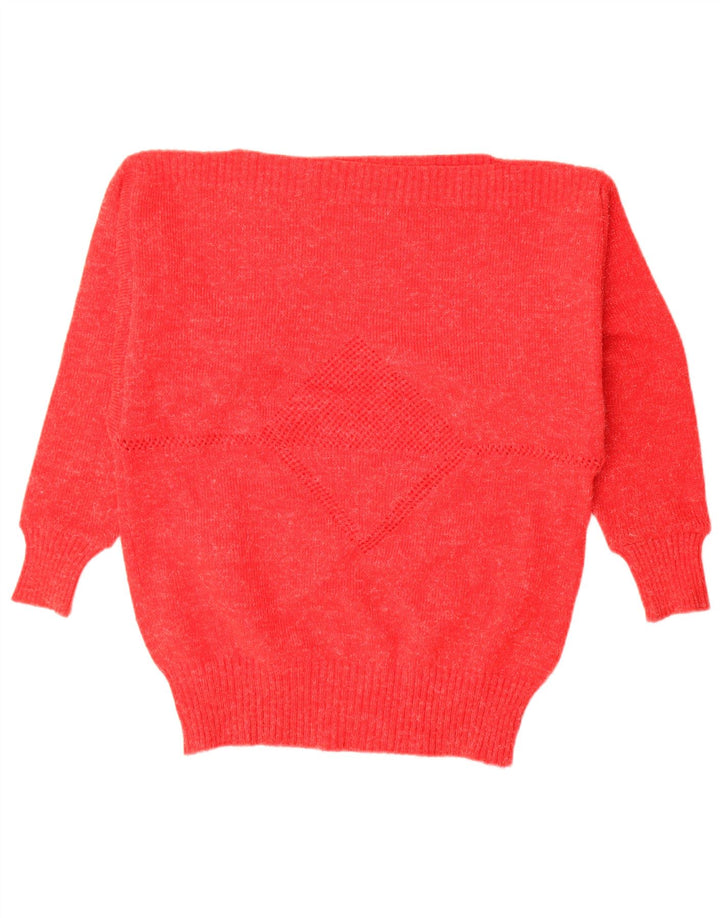 Vintage damski sweter z dekoltem w łódkę IT 44 średni czerwony nakrapiany