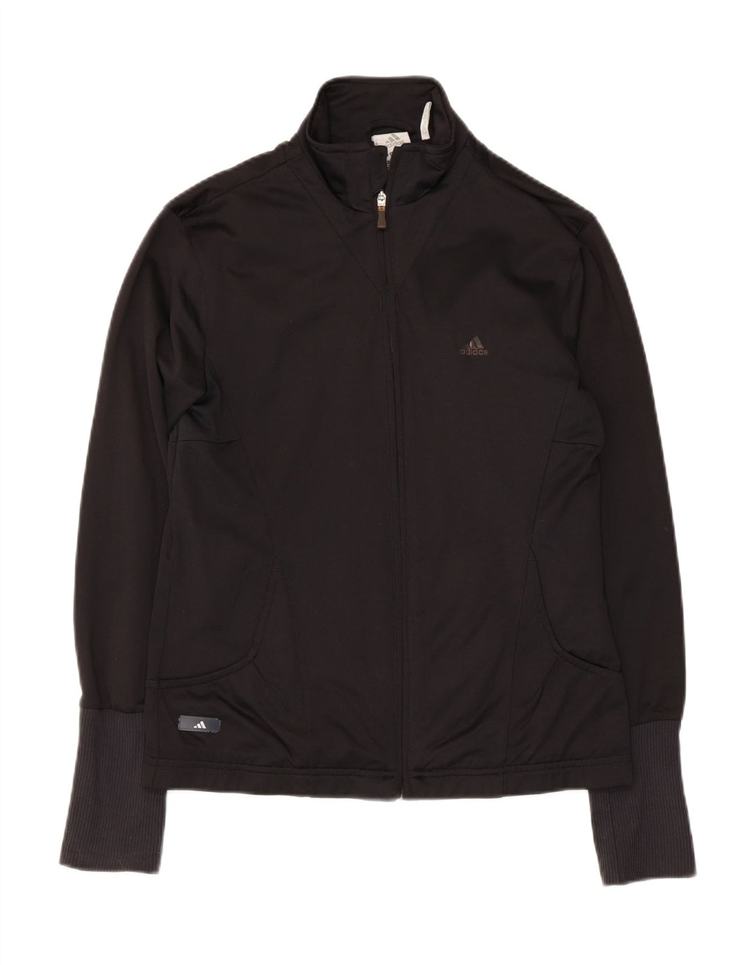 ADIDAS Womens Tracksuit Top Jacket UK 14 Medium  Black Polyester