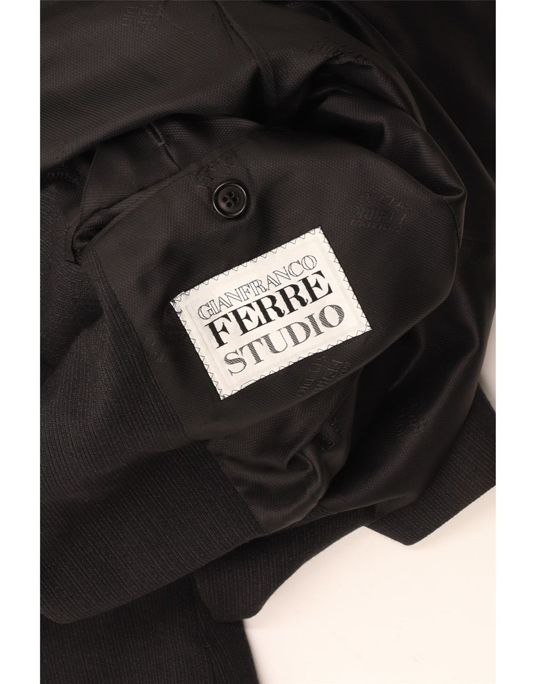 GIANFRANCO FERRE Męska marynarka zapinana na 3 guziki UK 38 Średni czarny w prążki