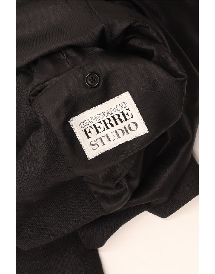 GIANFRANCO FERRE Męska marynarka zapinana na 3 guziki UK 38 Średni czarny w prążki