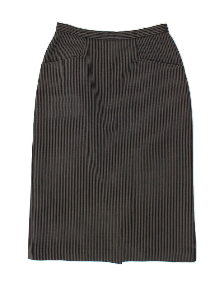 VINTAGE Womens Pencil Skirt UK 12 Medium W26  Grey Striped Polyester Vintage Vintage and Second-Hand Vintage from Messina Hembry 