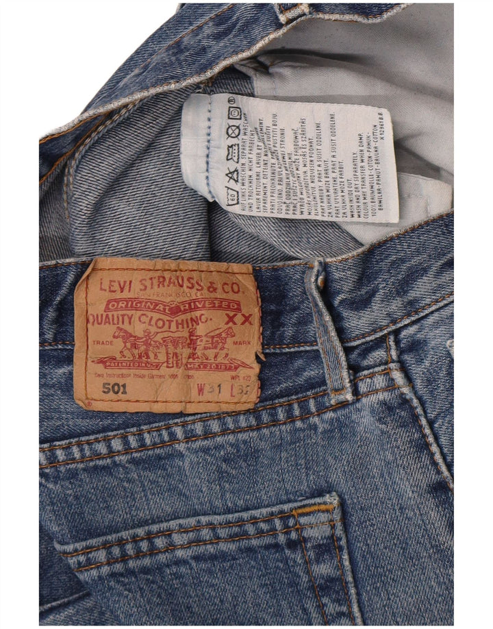 Damskie jeansy Levi's 501 w trudnej sytuacji W31 L32 Niebieskie bawełniane