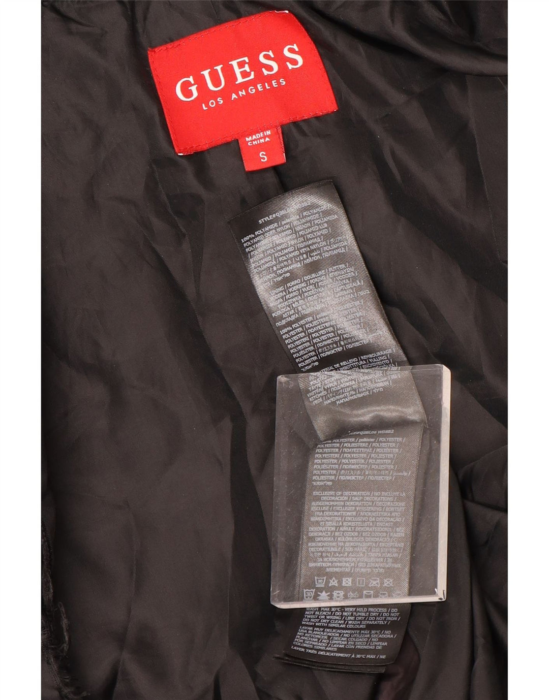 Damska wyściełana kurtka Guess Graphic UK 10, mała, czarna, poliester