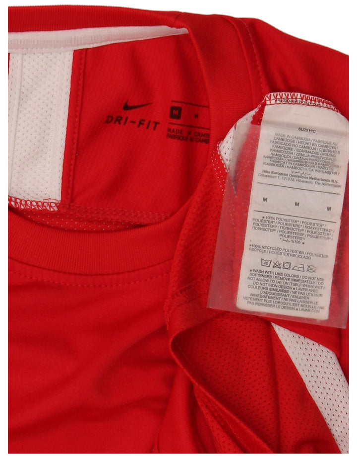 Męska koszulka Nike Dri Fit, poliestrowa koszulka w kolorze średniej czerwieni