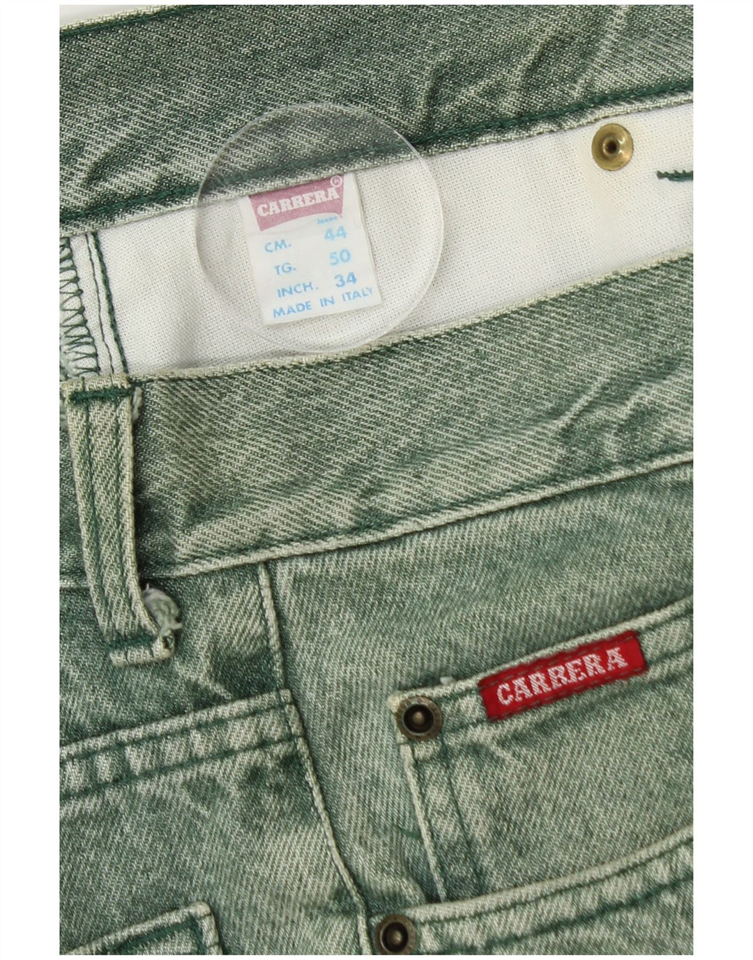 CARRERA Męskie jeansy z wysokim stanem IT 50 Large W34 L25 Zielona bawełna