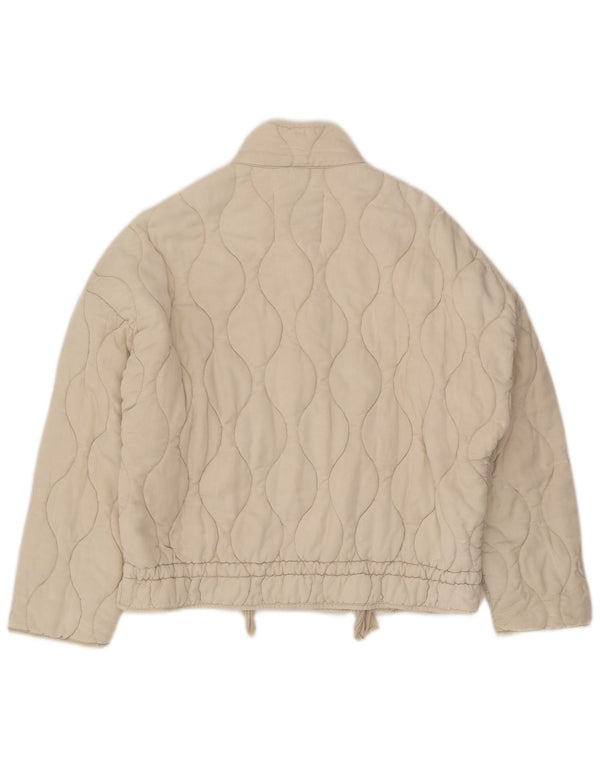 Damska pikowana kurtka oversize Zara UK 10 Small, beżowa, bawełniana