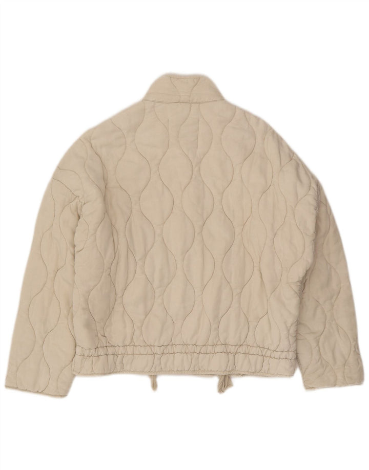 Damska pikowana kurtka oversize Zara UK 10 Small, beżowa, bawełniana