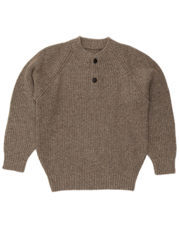 Męski sweter z okrągłym dekoltem w stylu vintage, średnio szary