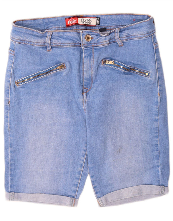 Damskie spodenki jeansowe Superdry Elana Skinny W30 Średni niebieski, bawełniany