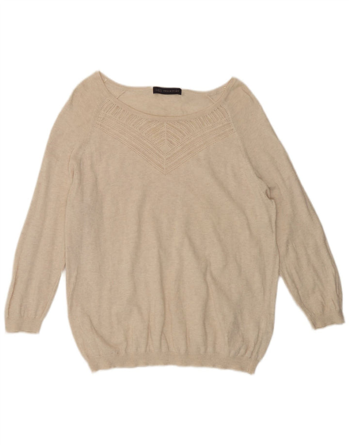 Marks & Spencer Damski sweter z dekoltem w łódkę, UK 16, duży, beżowy