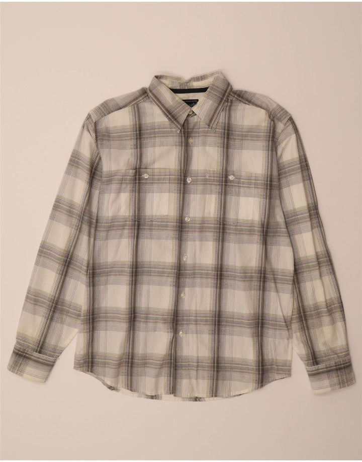 WRANGLER Mens Shirt Medium Off White Check