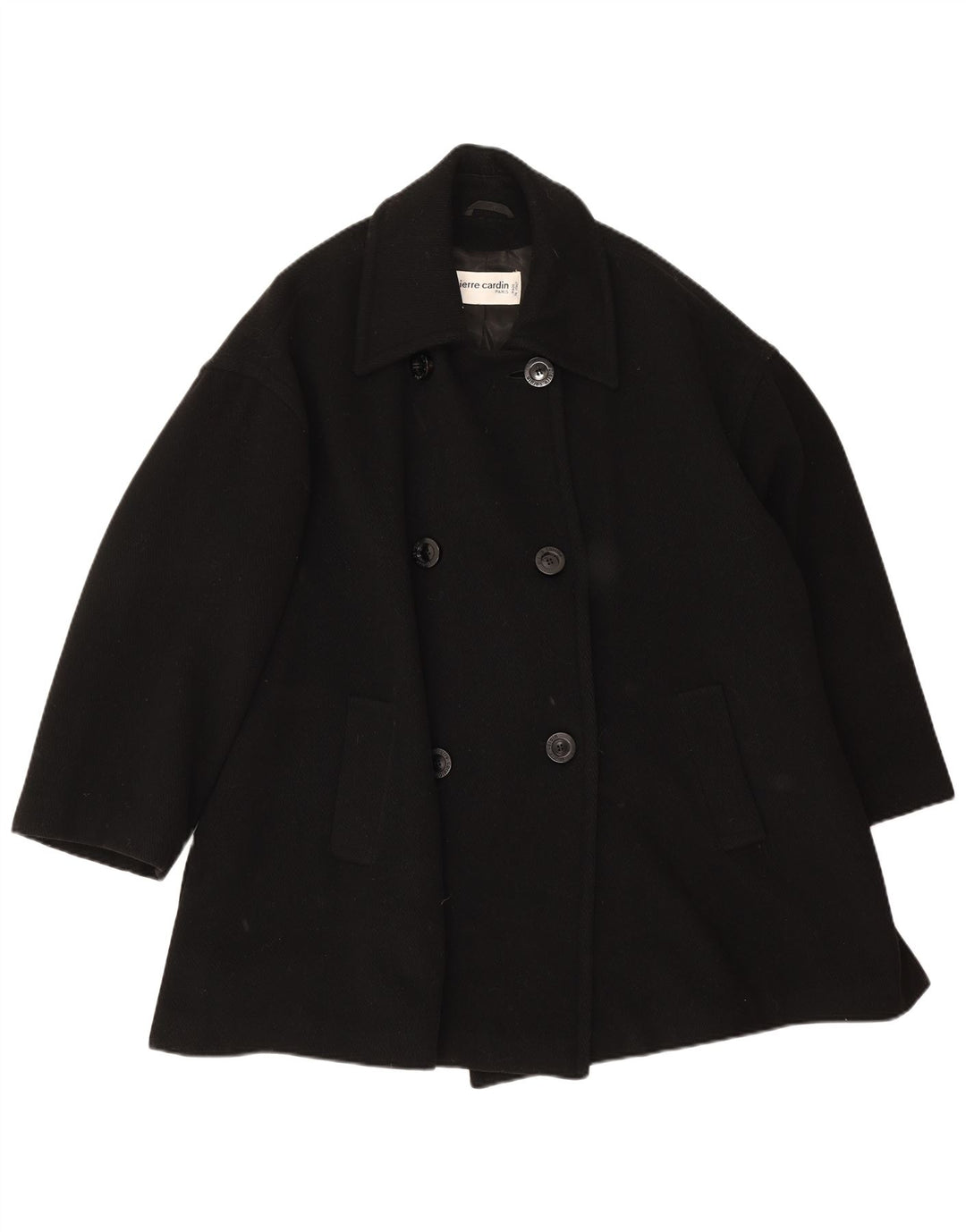 Damski płaszcz dwurzędowy Pierre Cardin UK 20 2XL Czarna wełna