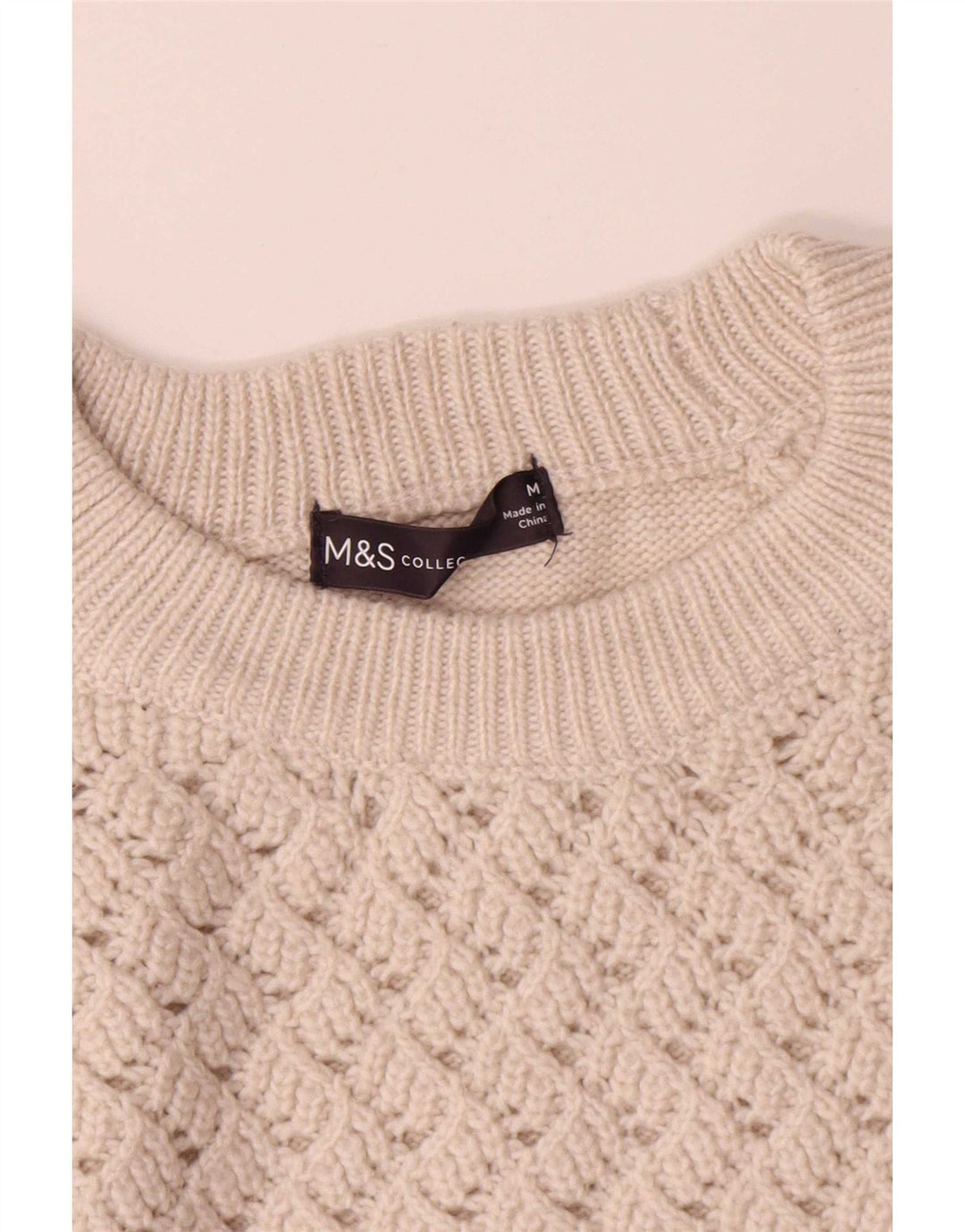 Marks & Spencer Damski sweter z dekoltem w łódkę, UK 14, średni złamanej bieli