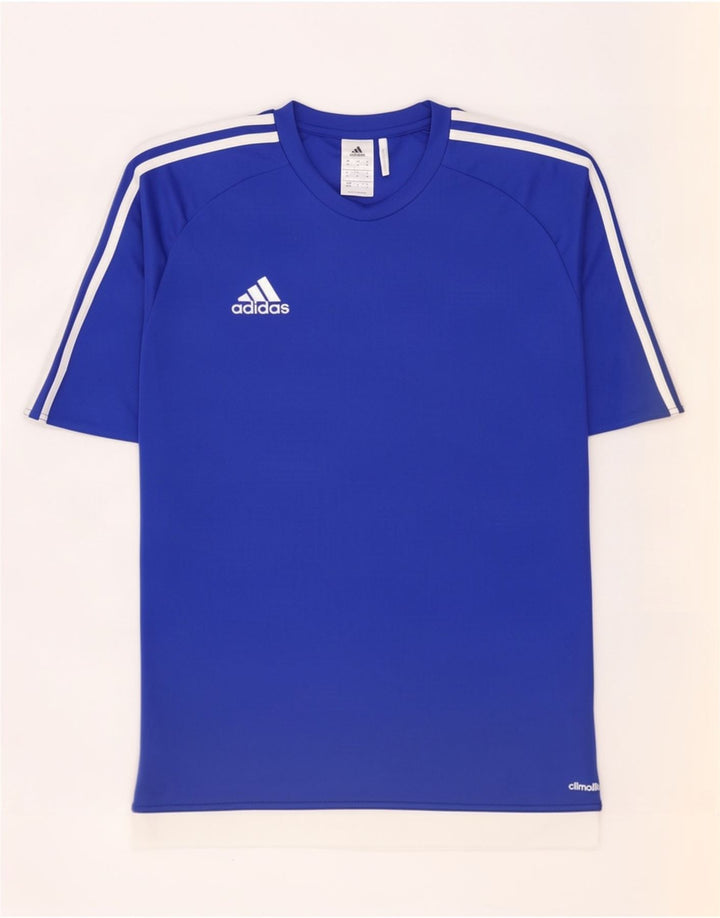 Adidas Męska koszulka Climalite Top, średni niebieski poliester z blokami kolorów
