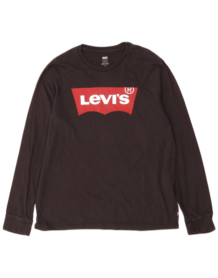 Męski top Levi's o standardowym kroju z grafiką, z długim rękawem, duży, czarny, bawełniany