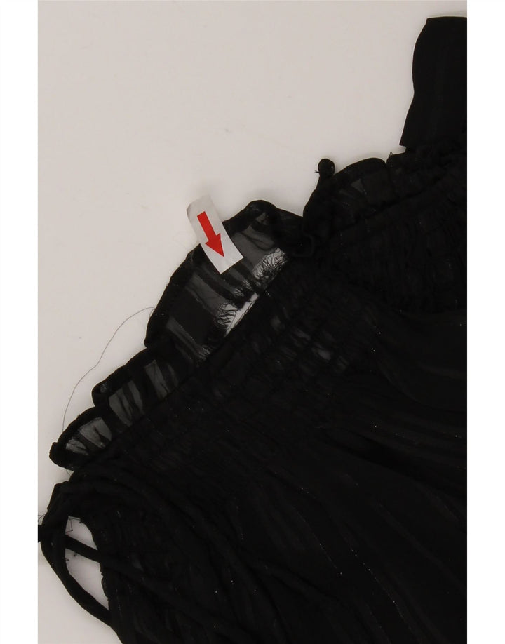 Marks & Spencer Damski oversize'owy top z długim rękawem, prześwitujący, UK 6 XS, czarny