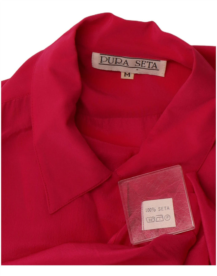 Damska bluzka koszulowa VINTAGE UK 14 Średni różowy jedwab