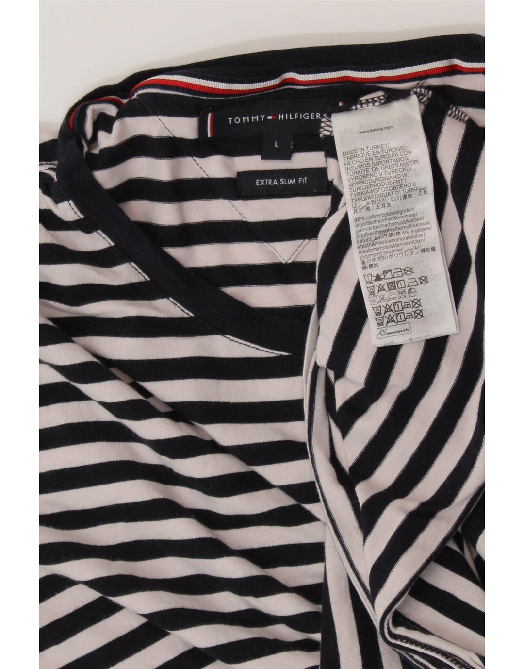 T-shirt męski TOMMY HILFIGER Extra Slim, duży, bawełniany w granatowe paski