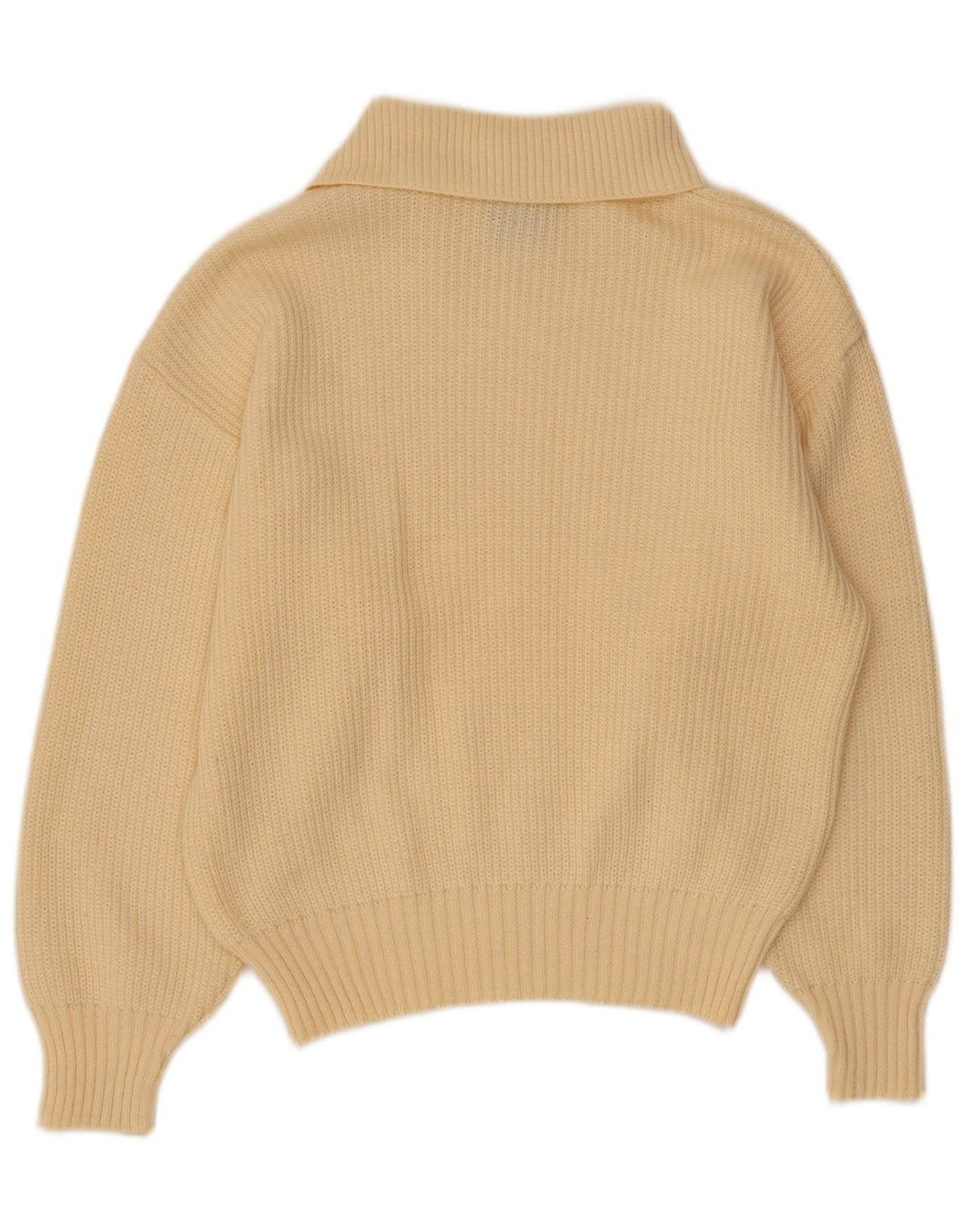 Sweter damski w stylu vintage z szalowym dekoltem IT 42 Średni żółty akryl