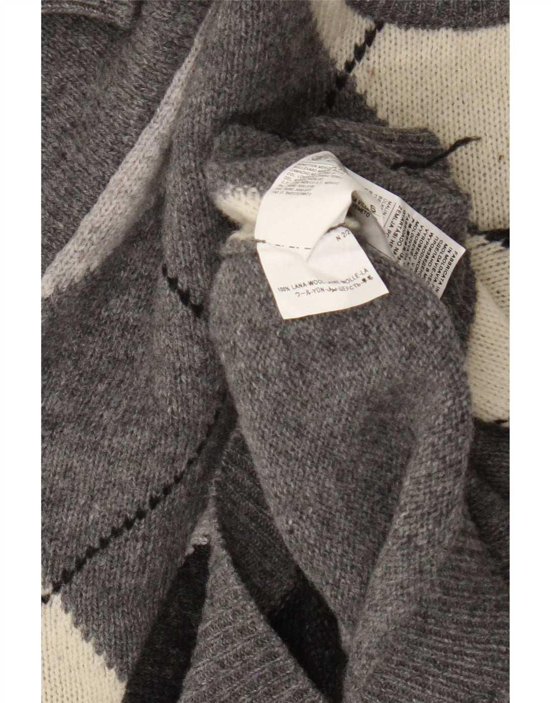 Damski sweter z wycięciem pod szyją Benetton UK 10 Small Szary Argyle/Diament